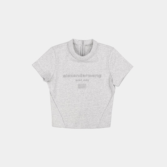 Alexander Wang Scuba Embroided Logo Crop Top