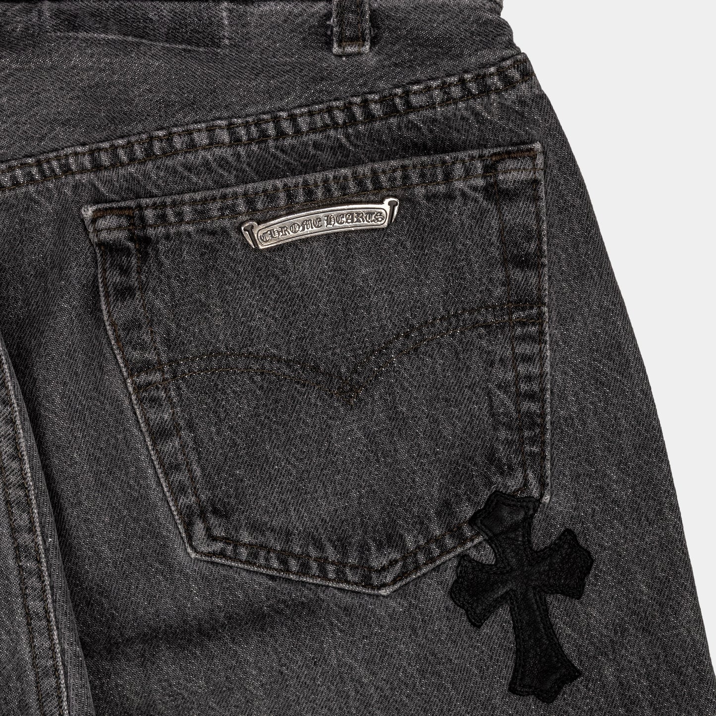 Chrome Hearts × Levi's Cross Patched Jeans Washed Black