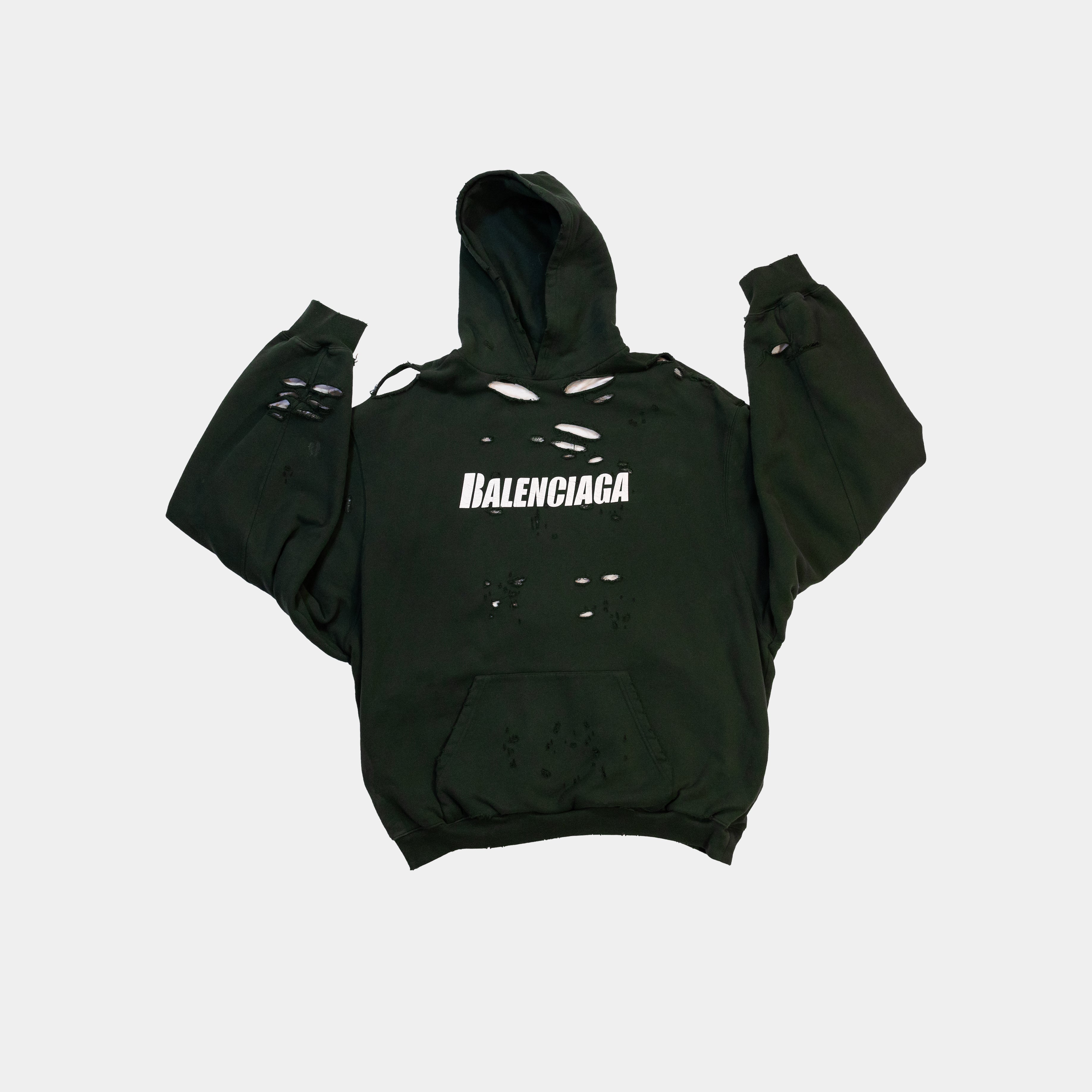 Balenciaga Destroyed Logo Hoodie – Kenny Nyc