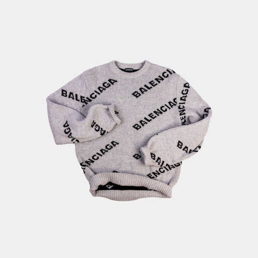 Balenciaga Wool Overall Logo Crewneck