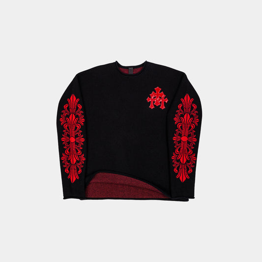 Chrome Hearts Jacquard Red Patch Cashmere Sweater
