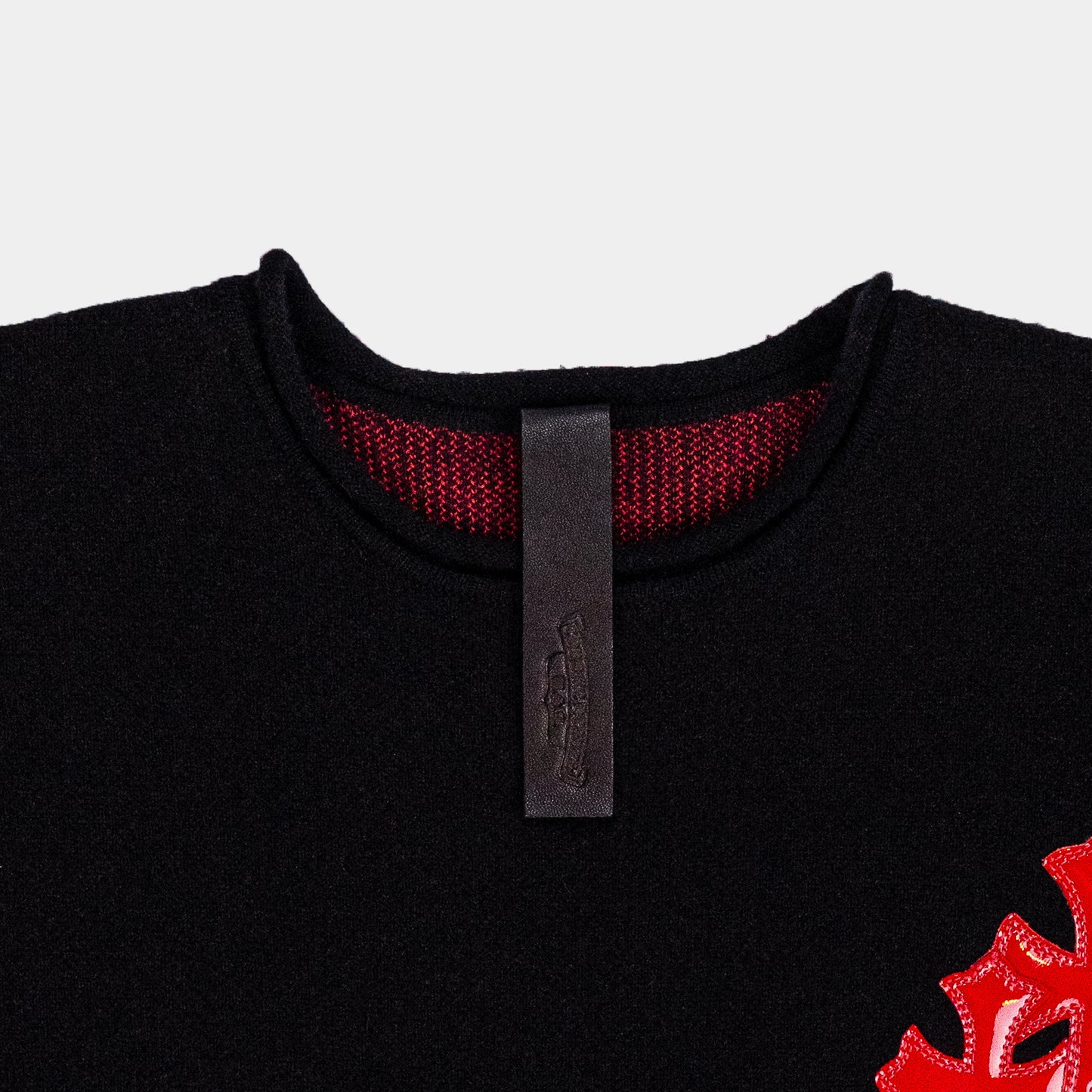 Chrome Hearts Jacquard Red Patch Cashmere Sweater