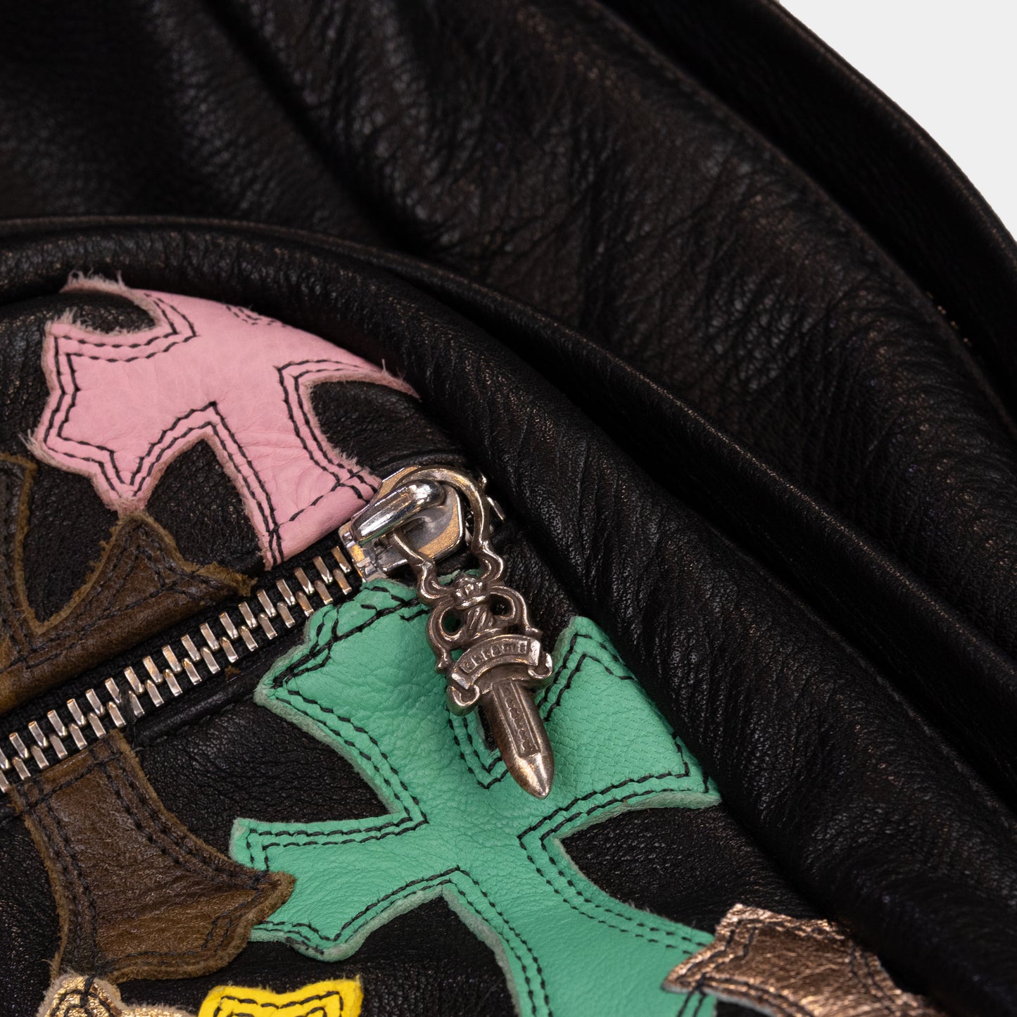 Chrome Hearts Leather Multicolor Cross Patch Backpack