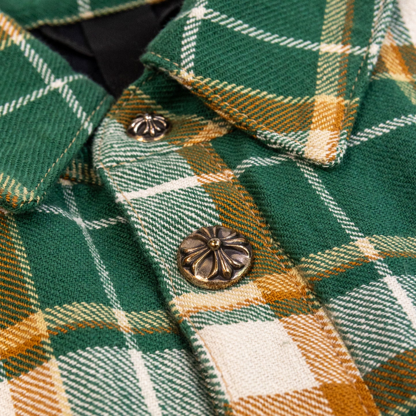 Chrome Hearts Quilted Padded Flannel Plaid Print Jacket