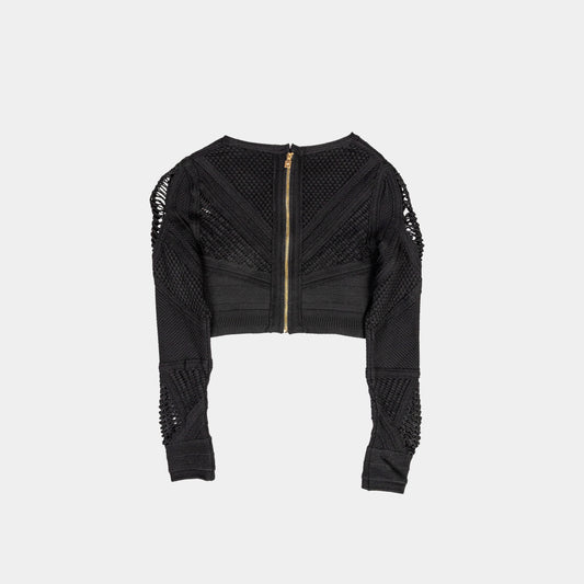 Herve Leger Crochet Paneled Bandage Crop Top