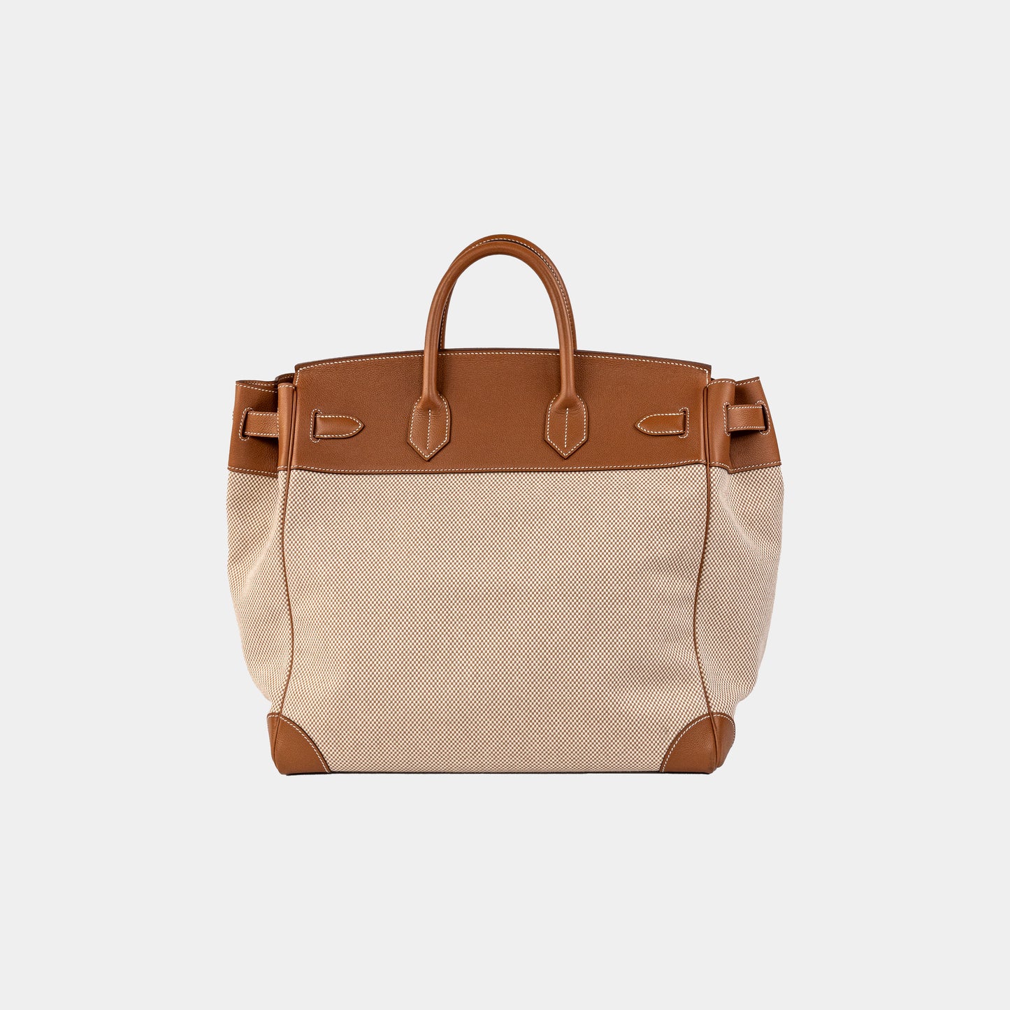 Hermès Birkin HAC 40 Gold Evercolor & Ecru Toile Palladium Hardware