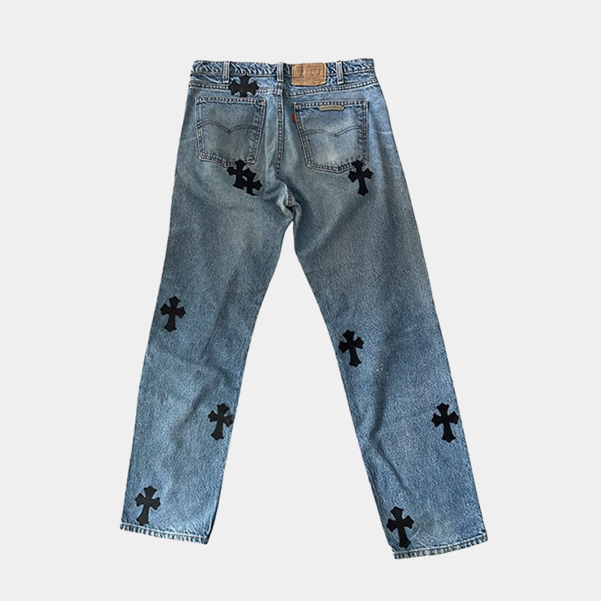 Chrome Hearts X Levi 505s Cross Patch Blue Denim