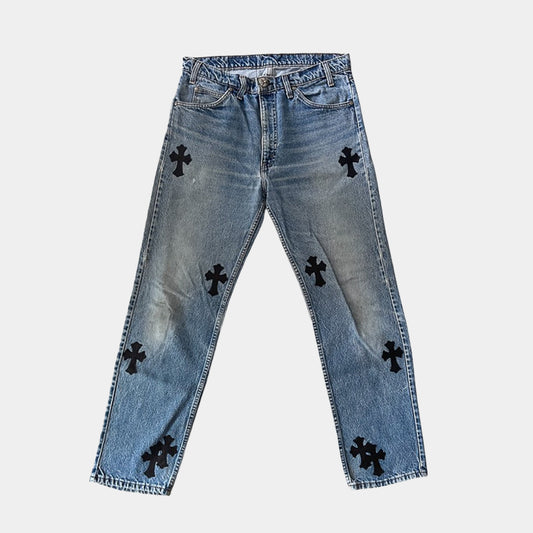 Chrome Hearts X Levi 505s Cross Patch Blue Denim