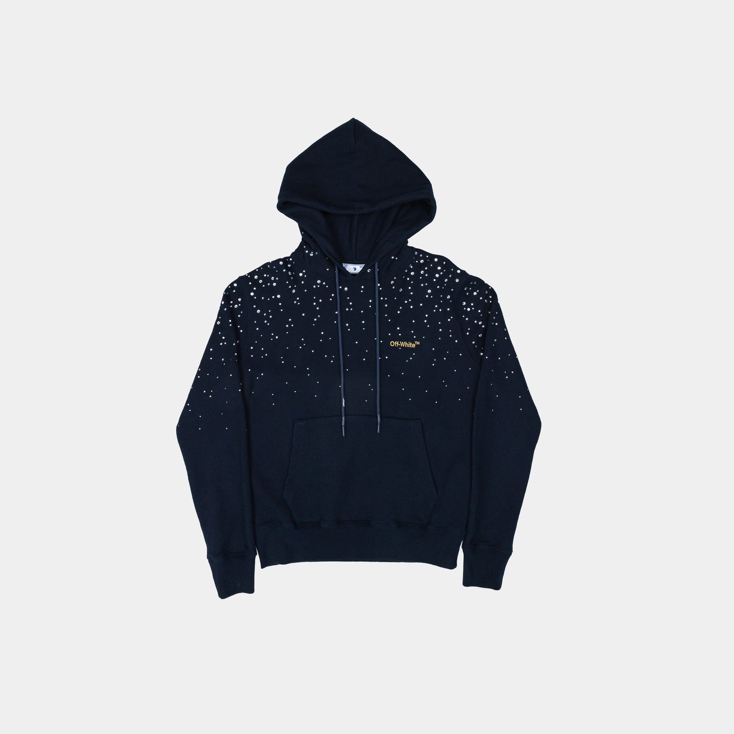 Off White Rhinestone Embellished Hoodie