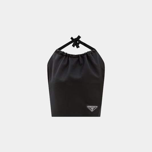 Prada Logo Plaque Re-Nylon Crop Top