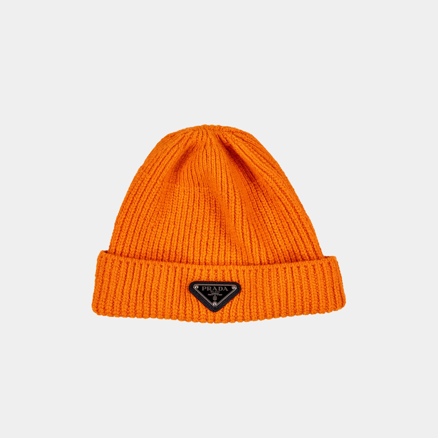 Prada Rare Orange Knitted Wool & Cashmere Beanie