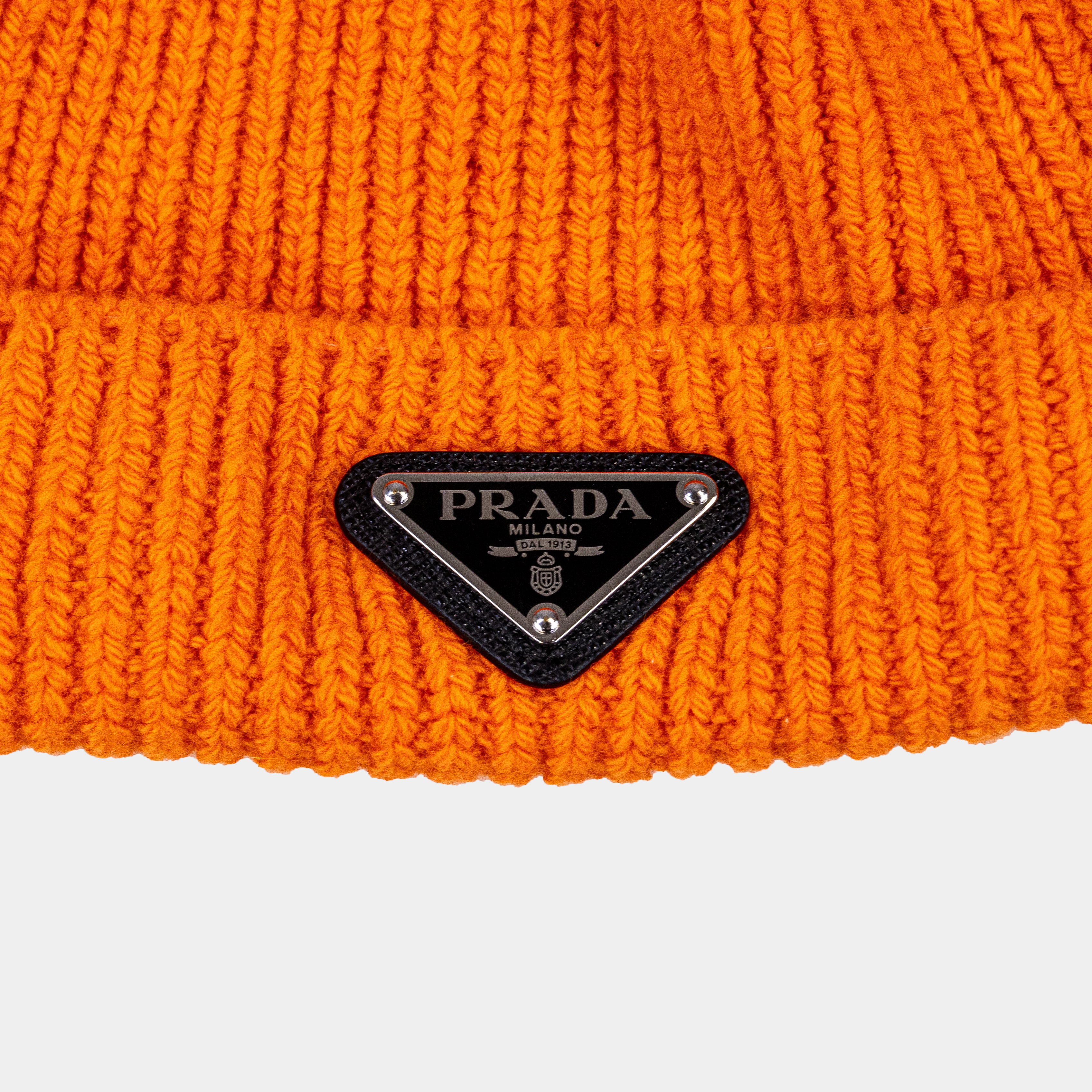 Prada Rare Orange Knitted Wool & Cashmere Beanie – Kenny Nyc