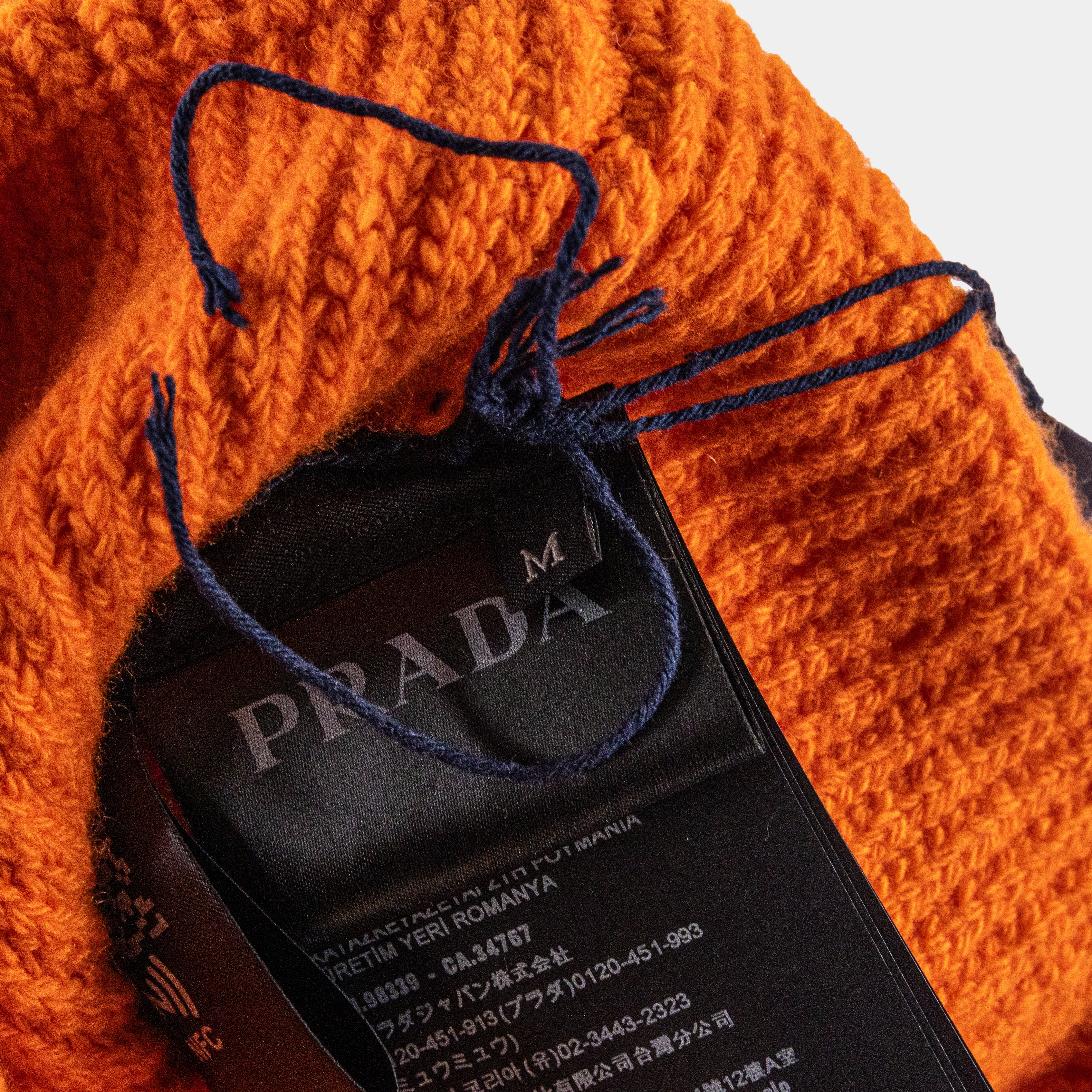 PRADA ウールセーター オレンジ 50 Camel Brown Cashmere And Wool Prada Logo Crew-neck Sweater | PRADA