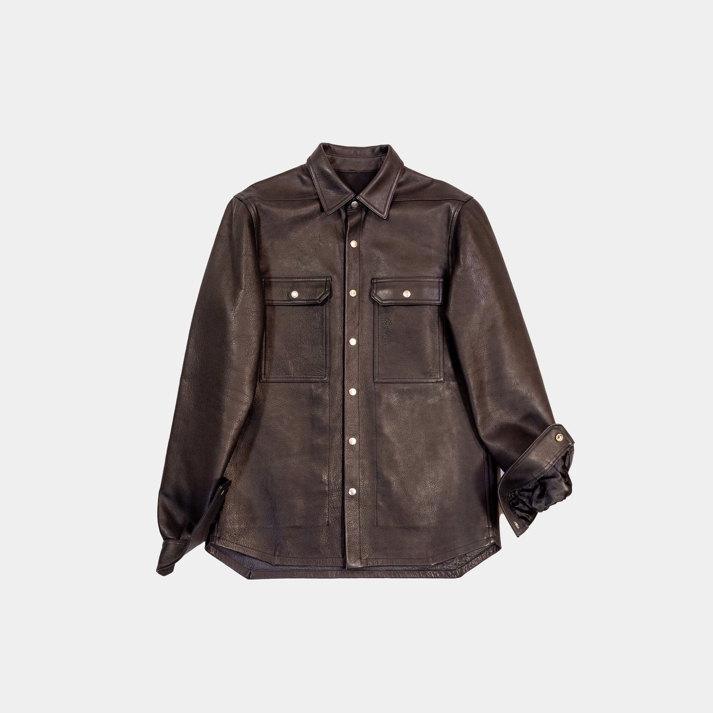 Rick Owens Brown Padded Leather Jacket