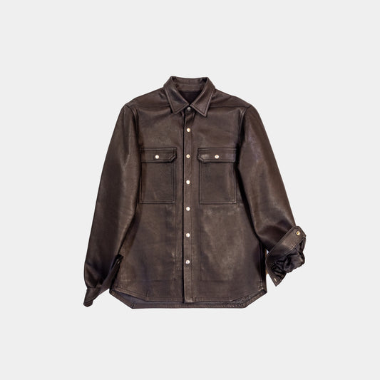 Rick Owens Brown Padded Leather Jacket