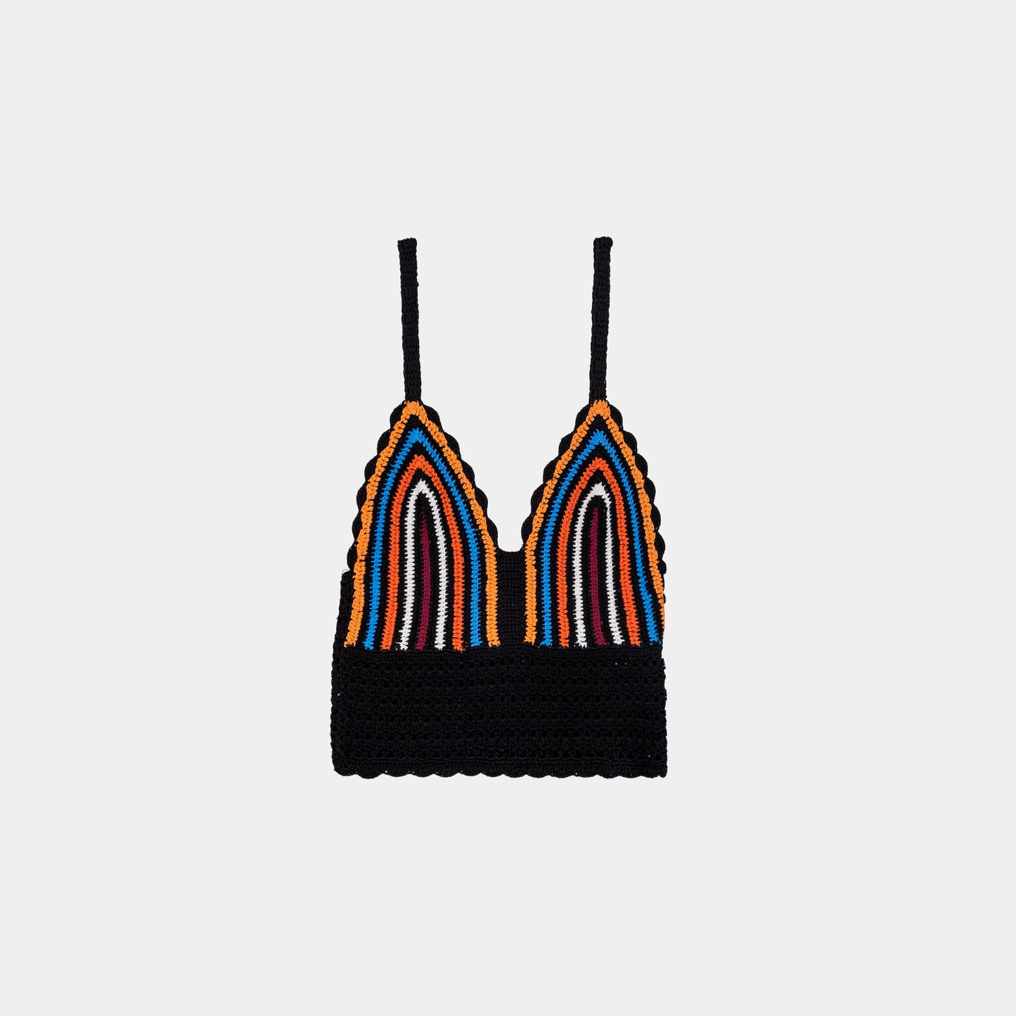 Sandro Fenda Multicolor Crochet Stripe Crop Top