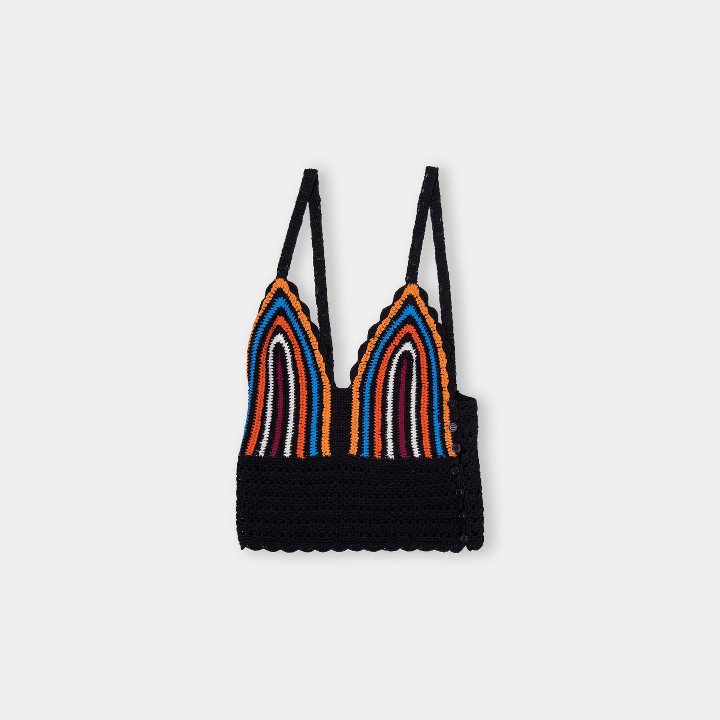 Sandro Fenda Multicolor Crochet Stripe Crop Top